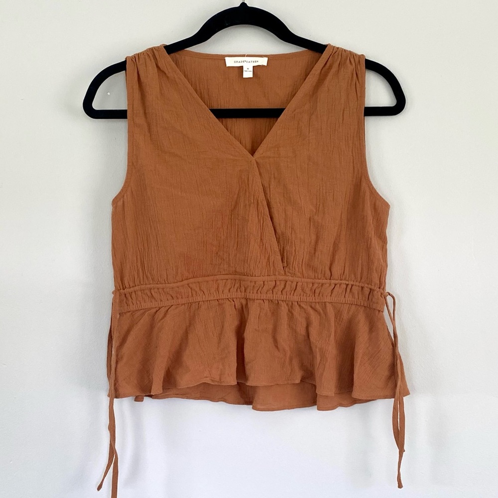 Rust Gauze Cinched Adjustable Waist Tank Top
